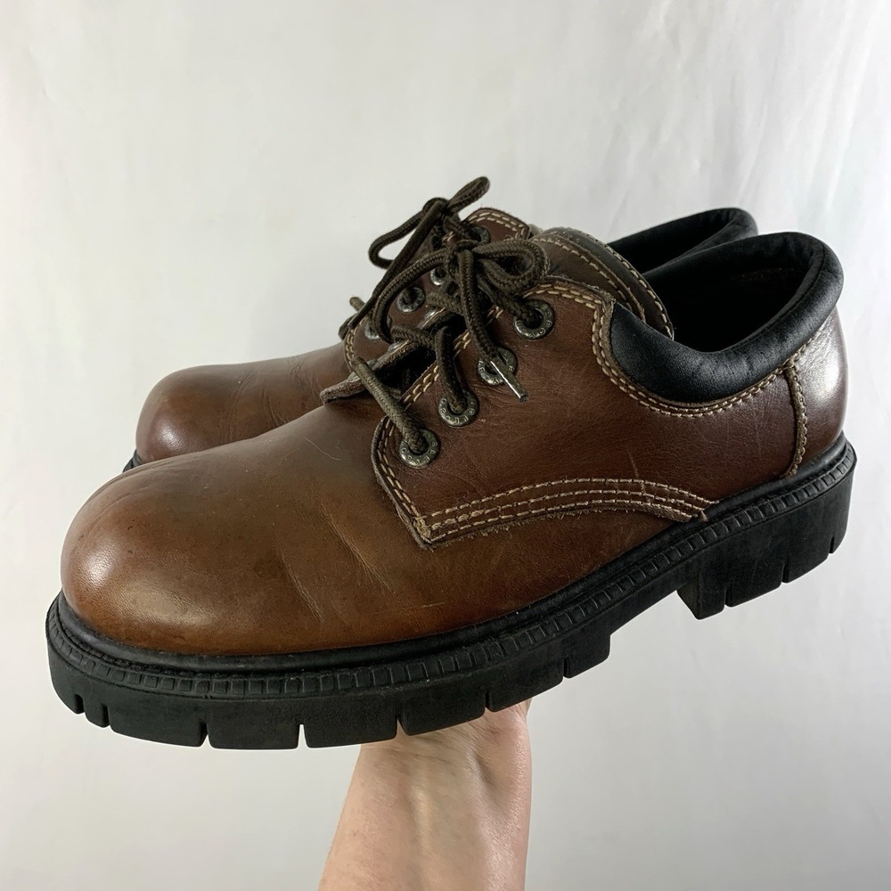 VTG Y2K Mens Chunky Lug Sole Oxford Leather Boots Size 10 Grunge Work 90s 00s